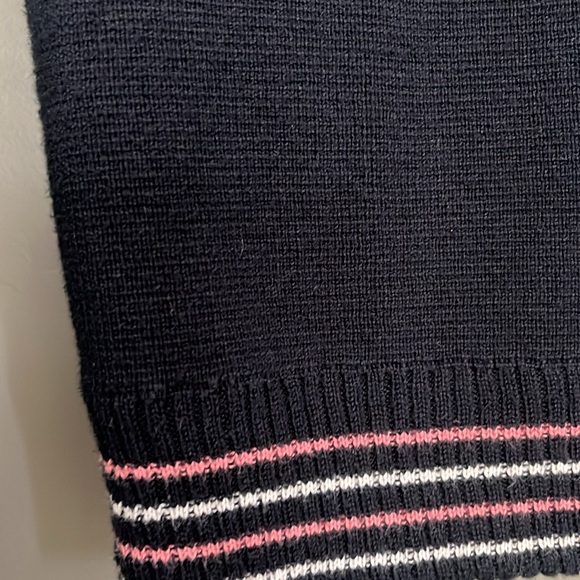 Tsumori Chisato zip front sweater with collegiate style trim. navy. extra small - Picture 5 of 5